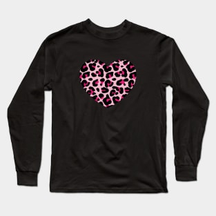 Pink Leopard Heart Long Sleeve T-Shirt